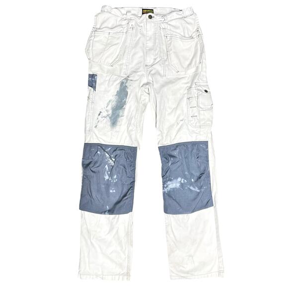 BLÅKLÄDER Heavy-Duty Painter Pants White/Gray w/ Paint & Dirt Marks Size 32x34 - Picture 1 of 10